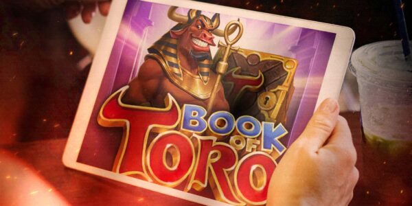 un tablet con la slot online di book of toro