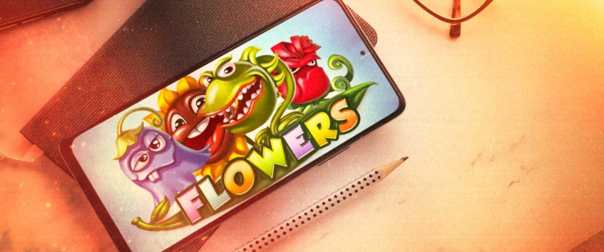la slot flowers sullo schermo di un cellulare