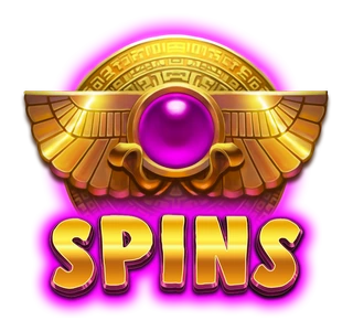 Simbolo dorato con ali, gemma viola e scritta Spins di Wrappin’ More Gold